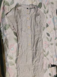 Crushed Linen Button-Up Dress