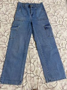 Blue Denim Cargo Jeans