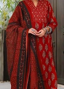 Red Printed Kurta Set with Dupatta