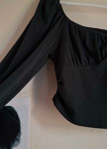 Chic olive green Square Neck Crop Top