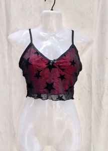 I. Gothic Star Mesh Crop Top