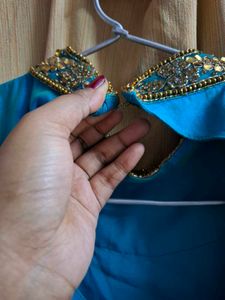 Blue Embroidered Anarkali Maxi Gown