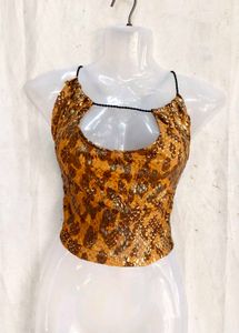 Sparkly Animal Print Crop Top