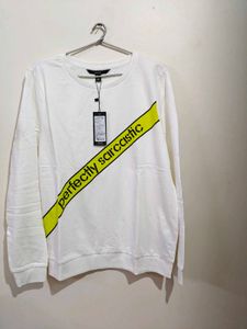 Mango White Sarcastic Graphic Sweatshirt