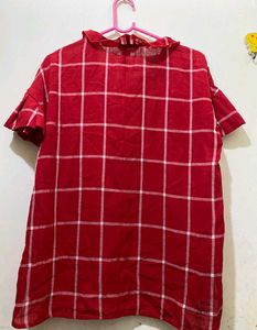 Plaid Bow Neck Top 🌹