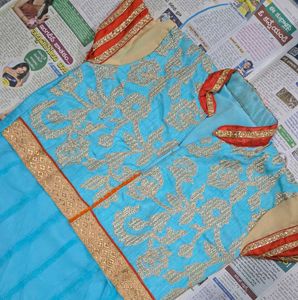 Beautiful Blue Anarkali Gown with dupatta