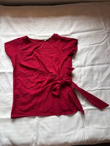 Women's Red Tie-Front Top