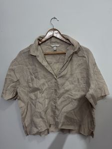 Casual Linen Blend Button-Up Shirt