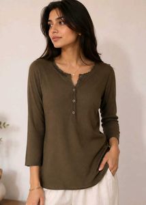 Olive Green Henley Top