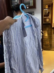 Light Blue Striped Button-Up Shirt