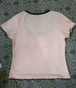 Cute Ribbed Cropped Top with Bow Detail