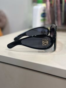 Loewe Oversized Black Visor Sunglasses with Gold