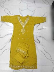 Embroidered Yellow Kurta Set