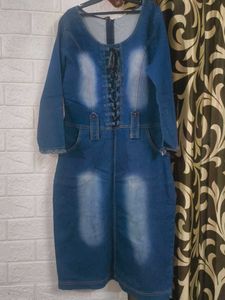 Denim Lace-Up Dress