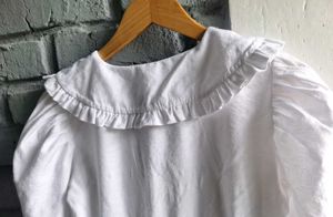 Korean style  White Ruffle Blouse