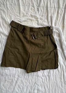 Olive Green Belted Shorts