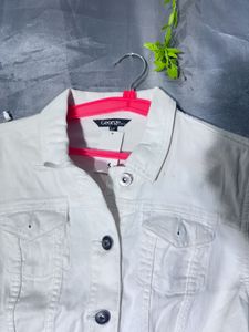 George White Cropped Denim Jacket