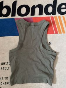 h&amp;m Olive Green Ribbed Tank Top