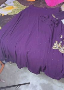 Purple Embroidered stylish kurti and skirts outfit