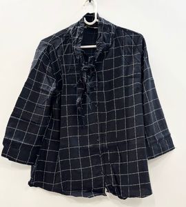 Checkered Tie Neck Shirt/Top