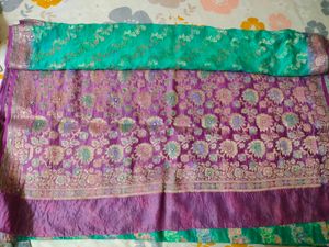 Exquisite Teal &amp; Magenta Silk Saree