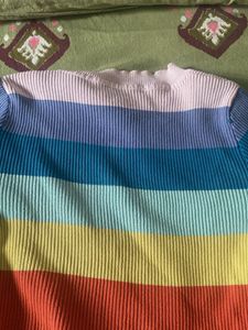 Rainbow Striped Knit Top