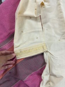 Elegant Cream Kurta with Gold Trim