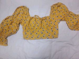Yellow Floral Print off shoulder top