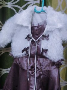 Girls' Party Dress with Faux Fur Jacket