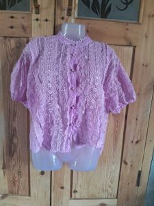 Vintage Lace Button-Up Blouse