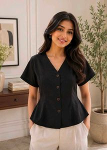 Chic Black Peplum Top