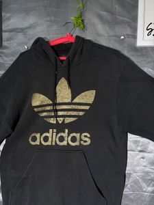 Adidas Black Hoodie with Gold Logo