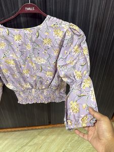 Chic Lavender Floral Tie-Front Top