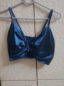 Satin Ruched Crop Top