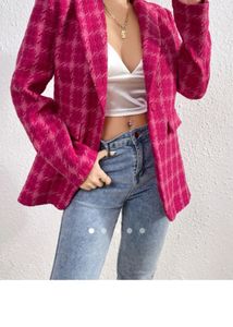 Pink Houndstooth Blazer