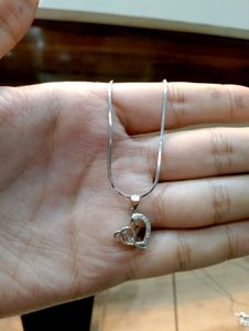 Heartshape Chain Pandent Pure Silver 925