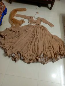Elegant Beige Polka Dot Lehenga Set
