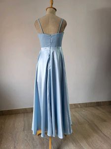 Elegant Light Blue Satin Maxi Dress