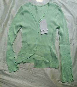 Mint Green Button-Down Cardigan