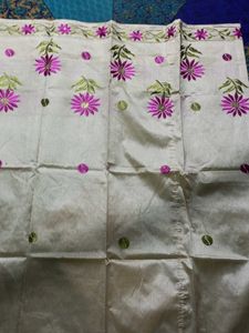 Embroidered Silk Saree With Blouse used