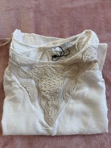 mango White Lace Detail top