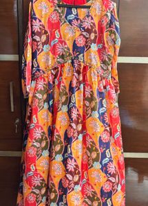 Vibrant Floral Print Kurti Set