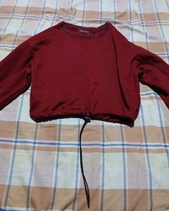Maroon Cropped Long Sleeve sweatshirt