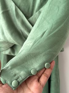 Sage Green Satin Midi Dress