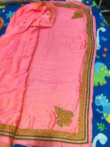 Beautiful party wear Pink Embellished Saree