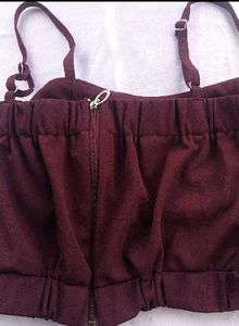 Burgundy Tie-Waist Crop Top