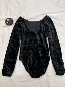 Black Velvet Long Sleeve Leotard