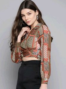 Boho Print Wrap Crop Top