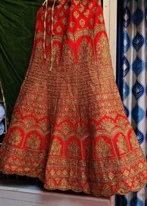 Red &amp; Gold Embroidered Lehenga Choli