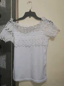 White Lace Off-Shoulder Top